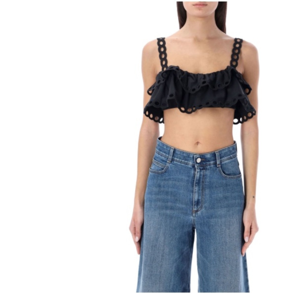 Sea New York Solid Scallop Ruffle Bikini Top